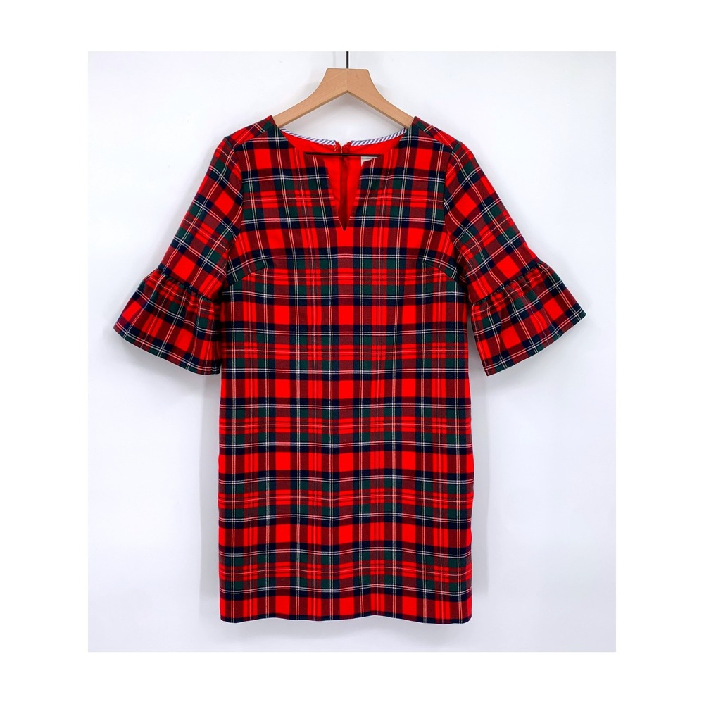 Vineyard Vines Dress 4 Red Green Plaid Flannel Ruffle Holiday Christmas Preppy